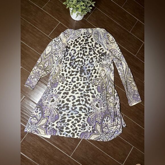 Chico’s Animal Paisley Ashton linen/cotton Cardigan sz 1 (medium) - Picture 8 of 12